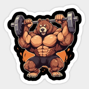 bear lifting weight Sticker